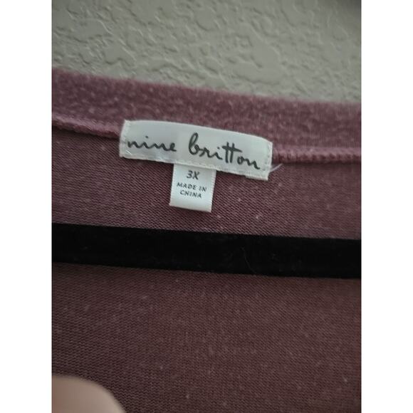 Nine Britton Abigail Pink Henley Long Sleeve Pullover Top Womans Plus Size 3X - Picture 4 of 5